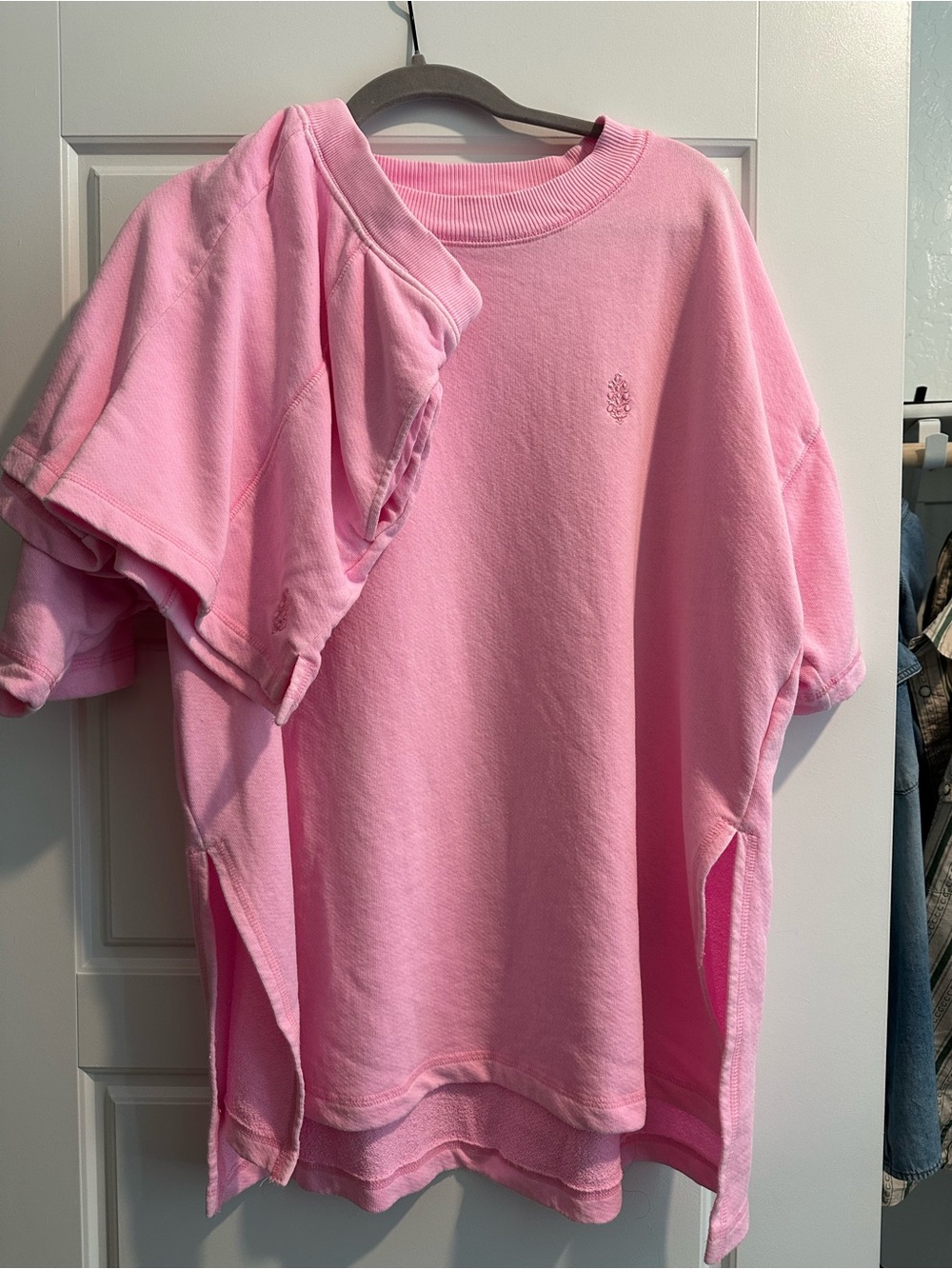 Free People Pink Short-Sleeve Crewneck Sweatshirt